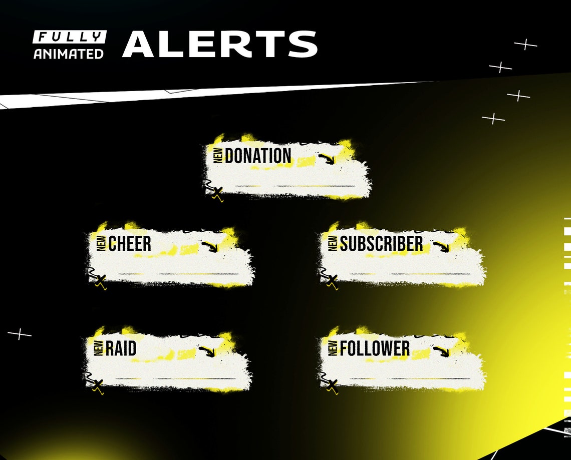 Animated Yellow Grunge Graffiti Stream Alerts: Vandalis More for Twitch ...