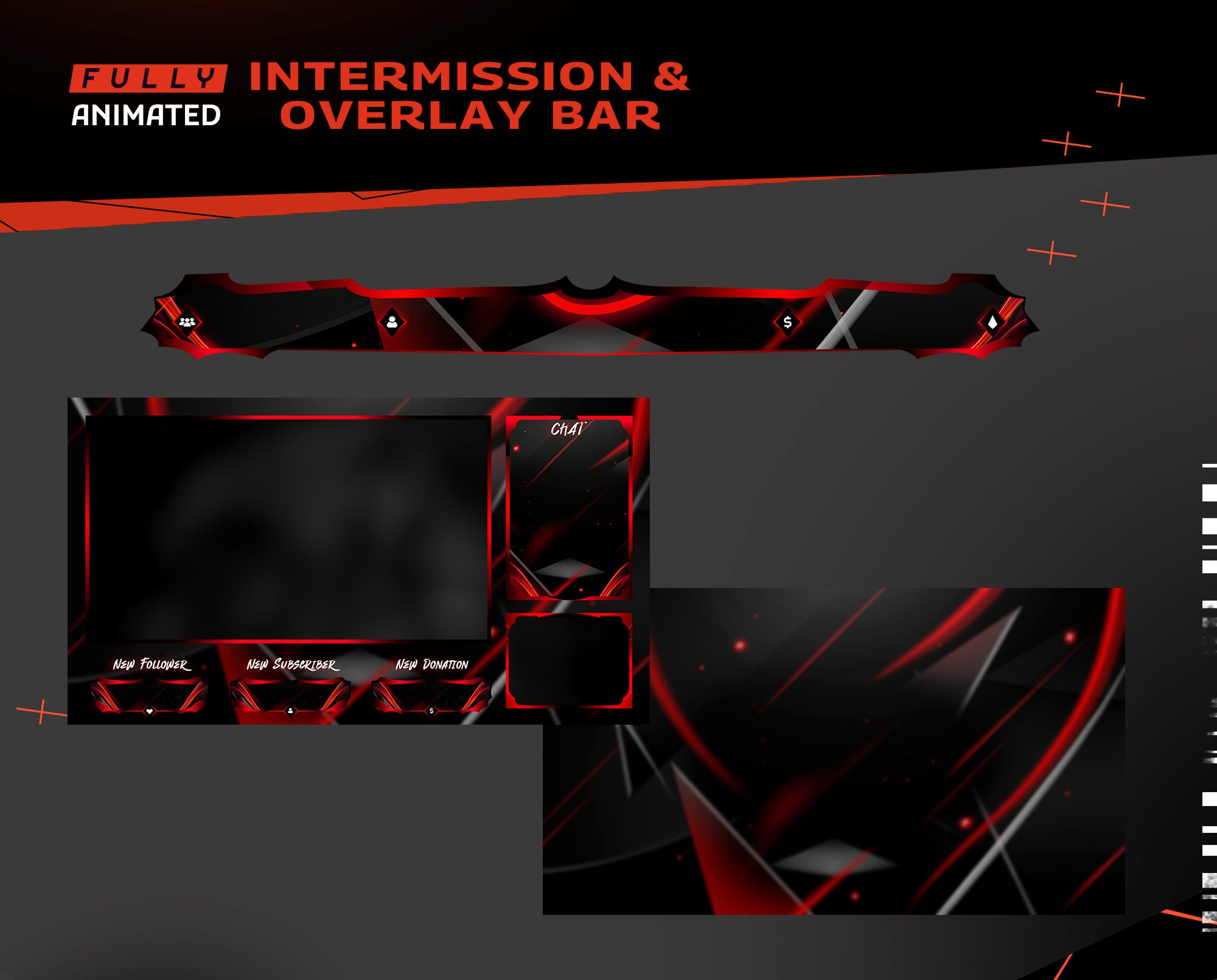 Red Neon Animated Stream Pack | Twitch Kick Forma Vermelha Overlay ...