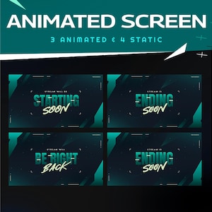 Neo Flux Animated Stream Screen Twitch Overlay/Abstract Overlay/Brush Design/Streamer Package/Animated Background/Green Color Design/Simple