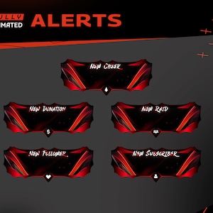 Forma Vermelha Animated Stream Alert for Twitch, Kick, Youtube/Abstract Theme/Overlay Package/Panel/Transition/Red Color/Dark Theme/Neon