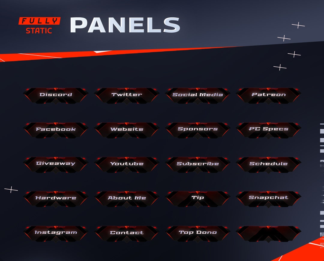 Sanguine Static Stream Panels Twitch Graphic Overlay/gaming Package ...