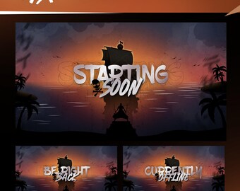 Animated Eternal Blade Stream Screens: Epic Sunset Adventure Theme for Twitch and OBS/Streamlabs