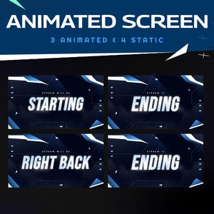 Blue Lineage Animated Stream Screen Overlay for Twitch/Abstract Screen Twitch Overlay/Blue White Stream Screen Overlay/Manly Stream Overlay
