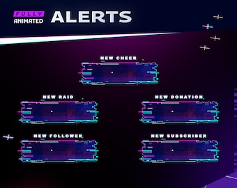 Malfunction Animated Stream Alert-Twitch Graphic Overlay/Futuristic Modern Design/White Blue Neon/Sci-fi Design/ Error Glitch Design