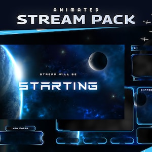 Pacote de transmissão animada Umbra - Sobreposição gráfica Twitch/Design moderno futurista/Tema espacial de ficção científica/Astro Gamer/Tech Futures/Noite de astronomia