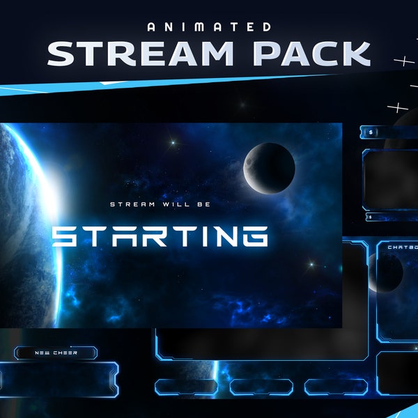 Umbra Animated Stream Package-Twitch Graphic Overlay/Futuristic Modern Design/Sci-fi Space theme/Astro Gamer/Tech Futures/Astronomy Night