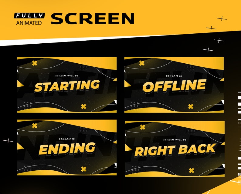 Yellow Streaming Service Yellow Pulse Stream Pack | Twitch Bundle Animated Alerts, Panels ...