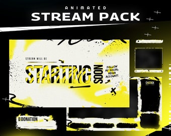 Animated Yellow Grunge Graffiti Stream Pack: Vandalis More for Twitch and OBS/Streamlabs