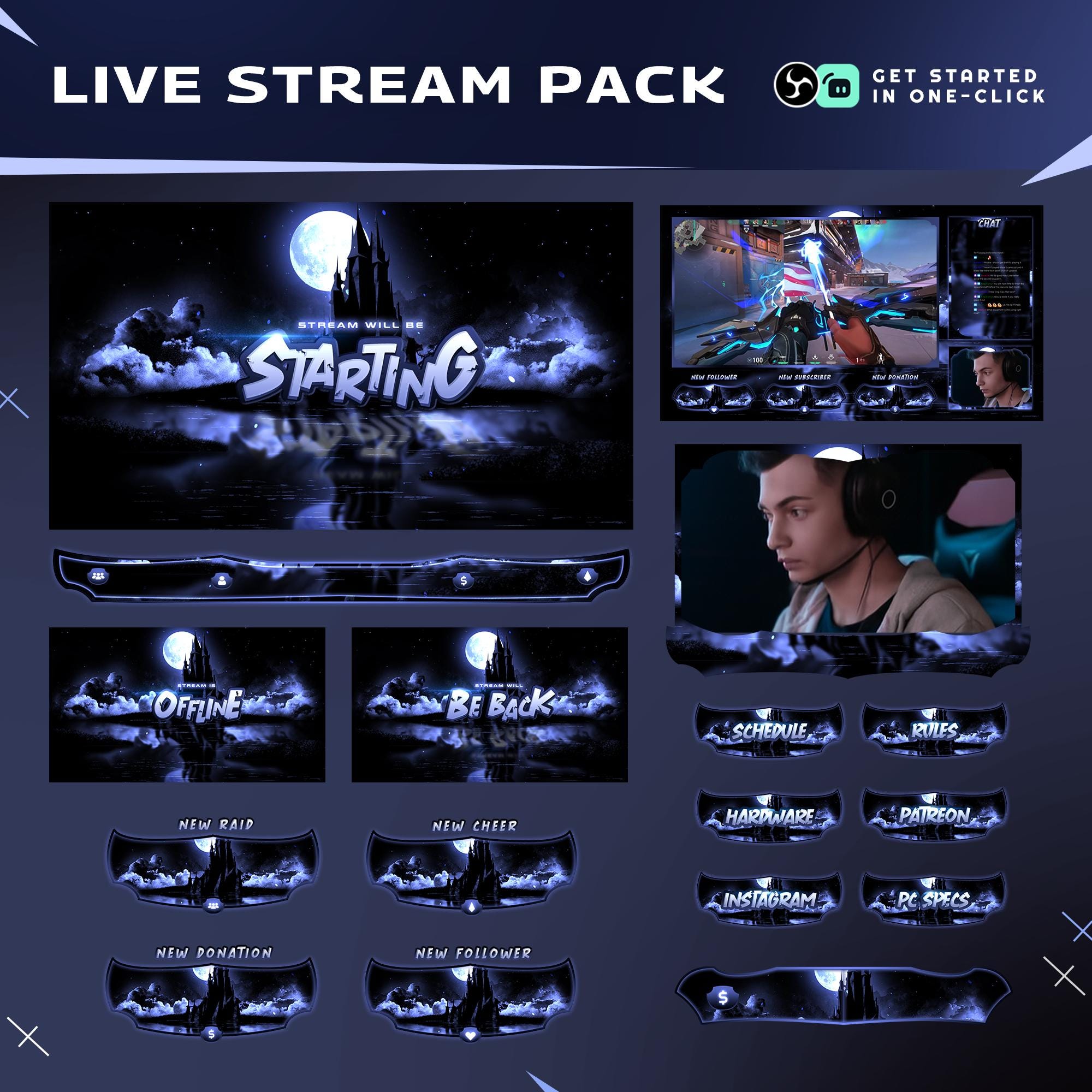 Dark Castle Animated Stream Overlay Pack | Gothic Nightscape Alerts ...