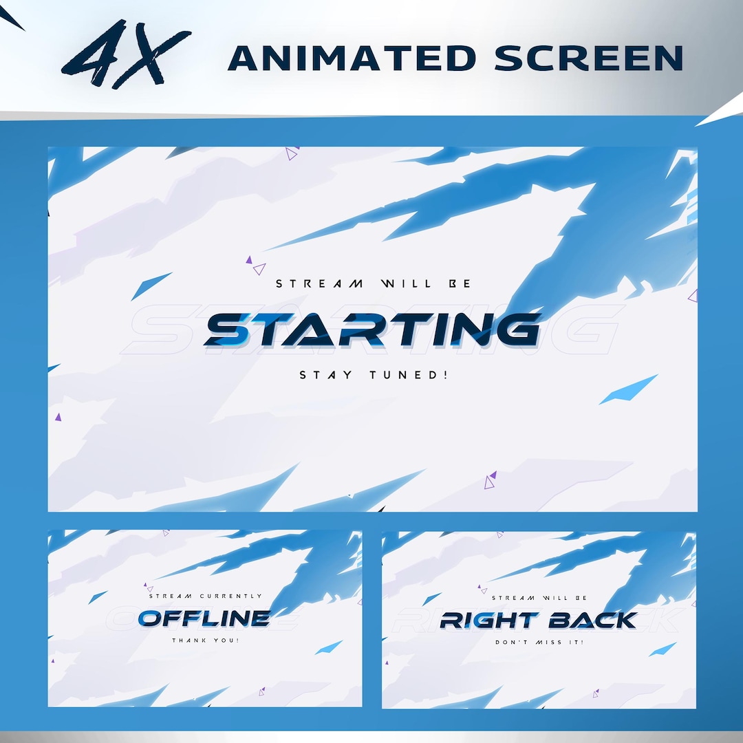 Stream Screen Blue Animated Courage Stream Screens: Clean Blue Abstract Style for Twitch ...