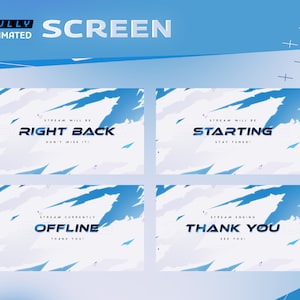 勇気あるアニメーション ストリーム スクリーン - Twitch グラフィック オーバーレイ / 未来的モダン デザイン / 青白ネオン / SF デザイン / Etsy ゲーマー / 風の強い雲の天気