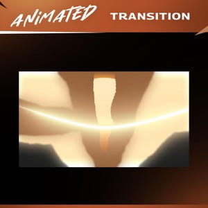 May include: An animated transition graphic with the words "ANIMATED" and "TRANSITION" in white, stylized text. The central image is a bright, glowing, abstract shape with a light beam across the bottom.