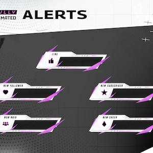 Dazzling Animated Stream Alert - Twitch Graphic Overlay/Futuristic Modern Design/Pink White Theme/Etsy Gamer/Shape Abstract/Glitch/Pastel