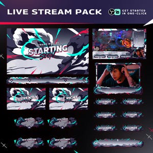 Twitch、Kick、YouTube用の無限煙ストリームオーバーレイパッケージ/抽象ストリーム/コミックアート/Twitchオーバーレイ/ストリーマーパッケージ/カラフル/漫画