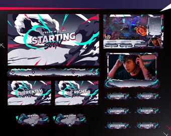 Infinite Smoke Stream Overlay Package for Twitch, Kick, YouTube/Abstract Stream/Comic Art/Twitch Overlay/Streamer Package/Colorful/Cartoon