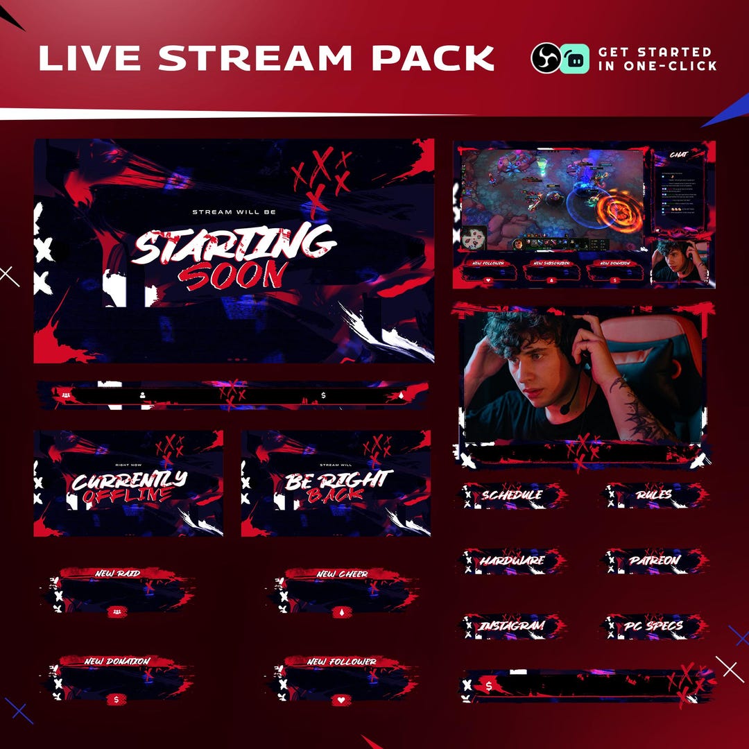 Dark Demon Animated Stream Overlay Pack | Futuristic Gaming Alerts ...