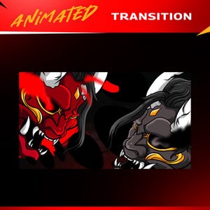 Transición de Oni Fury Stinger: Máscara de demonio samurái roja para Twitch y OBS/Streamlabs