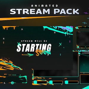 Vandalism Alley Animated Stream Package - Twitch Graphic Gaming Overlay/Modern Futuristic Design/Awesome Graffiti Art/Orange Teal Neon Theme