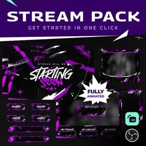 Raged Animated Stream Overlay Package for Twitch, Kick and Youtube/Purple Abstract Twitch Overlay Package/Abstract Animated Background
