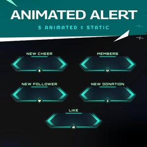 Neo Flux Animated Stream Alert Twitch Overlay/Abstract Overlay/Brush Design/Streamer Package/Animated Background/Green Color Design/Simple