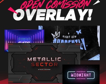 Custom Vtuber Overlay Package for Twitch | Animated Stream Overlay Bundle | Twitch Overlay | Cyberpunk Design | Personalized Stream Overlay