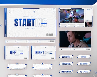 Blauw Geoflow-geanimeerd stream-overlaypakket | Twitch, YouTube, Kick (digitale download)