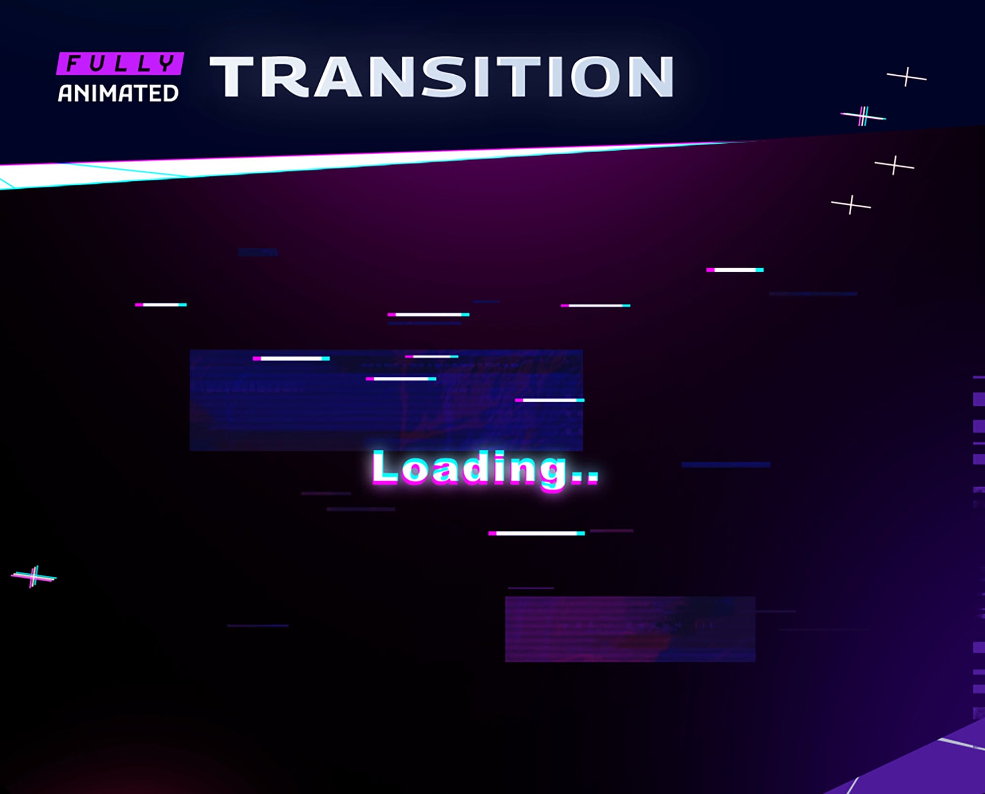 Malfunction Animated Stinger Transition-Twitch Graphic Overlay/Futuristic Modern Design/White Blue Neon/Sci-fi Design/ Error Glitch Design
