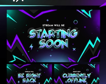 Stream Screens Pack | Blaze Wave Animated Overlay | Twitch YouTube Kick | Starting BRB Ending Offline | OBS Streamlabs