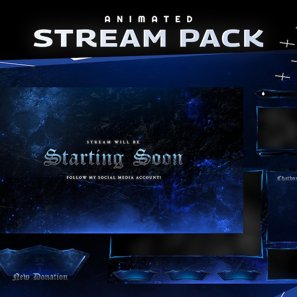 Frostbound Animiertes Stream Paket - Twitch Graphic Overlay/Stream Overlay/AbstactDesign/Frost/Etsy Gamer/Icebound/FrostyStream/Crystal Ice