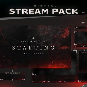 Qonquest Animated Stream Package/Twitch Graphic Overlay/ Dark Gaming/Blaze/Fire/Flare Streams/Glowing/Electric Magic/Lightning Bolt Streams
