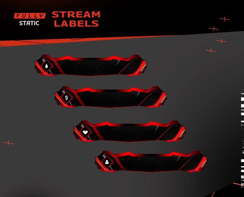 Animated Stream Overlay Pack for Twitch, Kick, Youtube/forma Vermelha ...