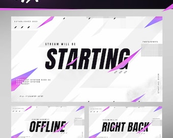 Stream Screens Bundle Dazzling | Starting Soon BRB Offline Twitch Graphics Pack