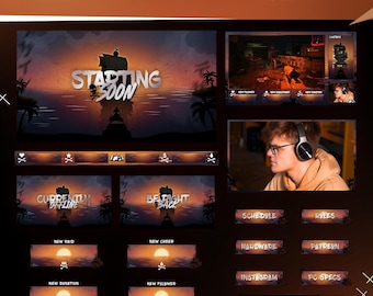 Animated Eternal Blade Stream Overlay: Epic Sunset Adventure Theme for Twitch and OBS/Streamlabs