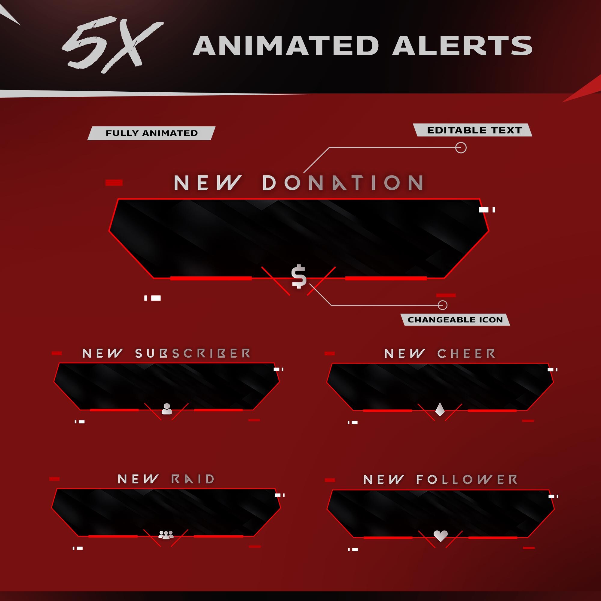 Animated Explode Stream Package: Red Crimson Futuristic for Twitch and ...