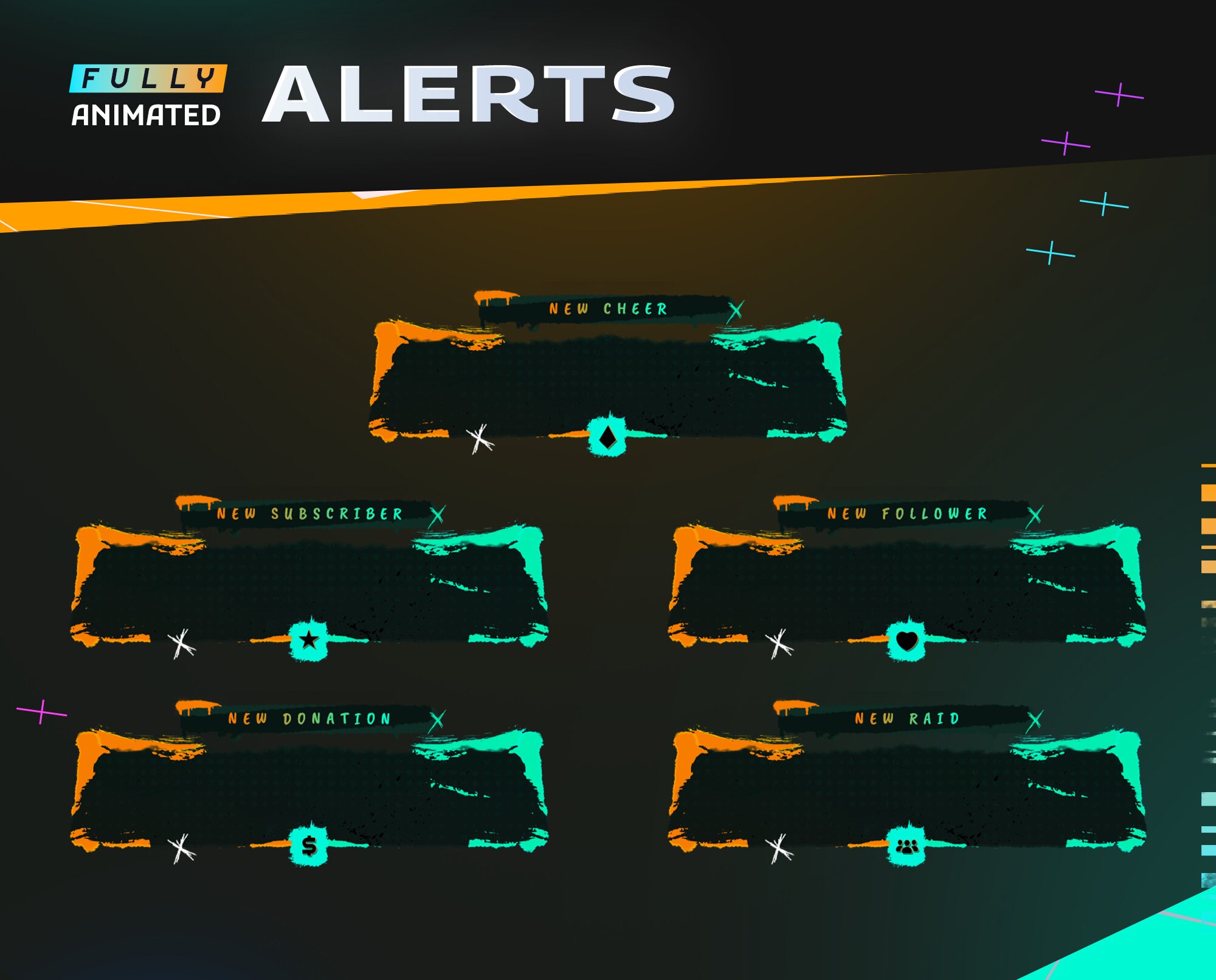 Animated Vandalism Alley Stream Alerts: Neon Graffiti Style for Twitch ...