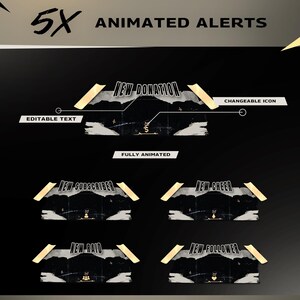 Dark Grunge Animated Stream Overlay Pack | Vintage Paper Twitch YouTube Alerts Panels OBS&Streamlabs image 4