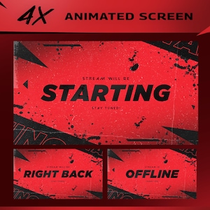 Animated Crimson Core Stream Screens: Bold Red Esports Style for Twitch, OBS and Streamlabs