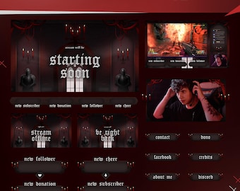 Gothic Horror Stream Overlay | Eternal Blood Chapel Animated Pack | Twitch YouTube Kick | Alerts Panels Transitions | OBS Streamlabs