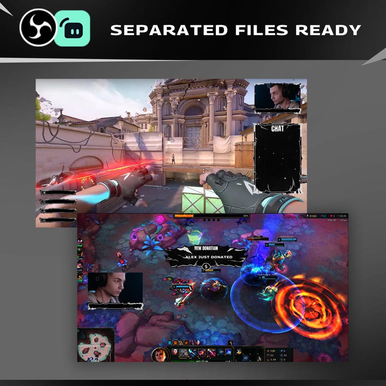 Blizle Animated Twitch Overlay Package Bundle/Abstract Theme/Transition/Dark Theme/Modern Futuristic Design/Black White/Streamer Package image 6