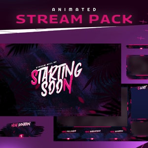 Pacote de pacote de sobreposição Twitch animado Leaves Brush/Tema natureza/Folha/Pacote Streamer/Alerta/Painel/Transição/Floresta/Tema escuro/Preto e vermelho