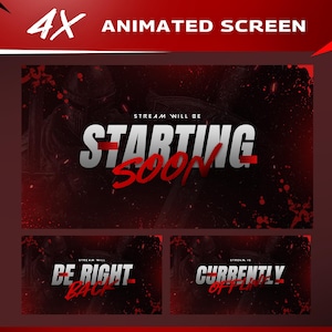 Dark Horror Stream Screens | Crimson Blood Animated Pack | Twitch YouTube Kick | Starting Soon BRB Ending | OBS Streamlabs