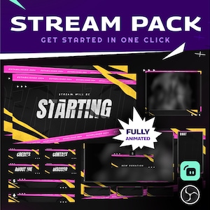 Futura Strike Animated Stream Overlay Package for Twitch/Abstract Twitch Overlay Package/Colorful Overlay Package/Manly Stream Overlay