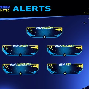 Liquid Splash Animated Twitch Overlay Stream Alert Bundle//Liquid Overlay/Abstract Theme/Brush/Streamer Package/Panel/Transition/Blue Color