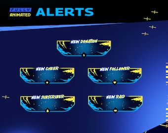 Liquid Splash Animated Twitch Overlay Stream Alert Bundle//Liquid Overlay/Abstract Theme/Brush/Streamer Package/Panel/Transition/Blue Color