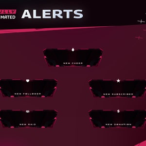 Rupture Animated Stream Alert - Twitch Graphic Overlay/Gamer/Futuristic Modern Design/Red Neon/Seamless Animation/Neon Glow/Glow In Dark