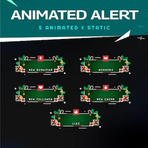Green Reindeer Animated Stream Alert Package for Twitch/Christmas Green Nuances Twitch Alert/Christmas Tree Stream/Notification Stream Alert