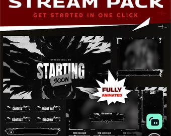 Blizle Animated Twitch Overlay Package Bundle/Abstract Theme/Transition/Dark Theme/Modern Futuristic Design/Black White/Streamer Package