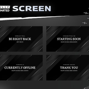 Graphite Animated Screen Package - Twitch Overlay Graphic/Gamer/Simple Futuristic Modern Design/Dark Theme/Neon Transition/Geometric Line
