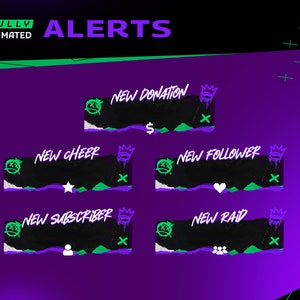 Ripped Paper Animated Twitch Overlay Stream Alert Bundle/Dark Theme/Brush Design/Abstract/Streamer Package/Panel/Transition/Graffiti Art