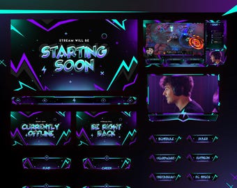 Cyber Neon Stream Pack | Blaze Wave Overlay | Twitch YouTube Kick | Alerts Panels Widgets | OBS Streamlabs